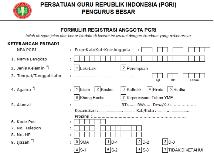 Pendaftaran PGRI Gunung Mas - Persatuan Guru Republik Indonesia Cabang Gunung Mas